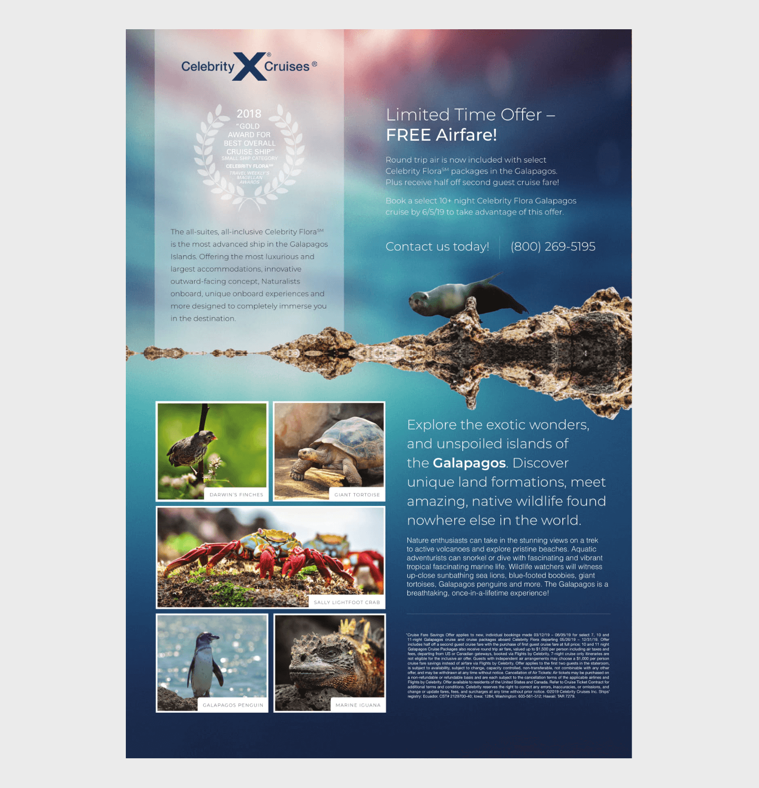 Galapagos Travel Deal inside panel for a Direct Mailer