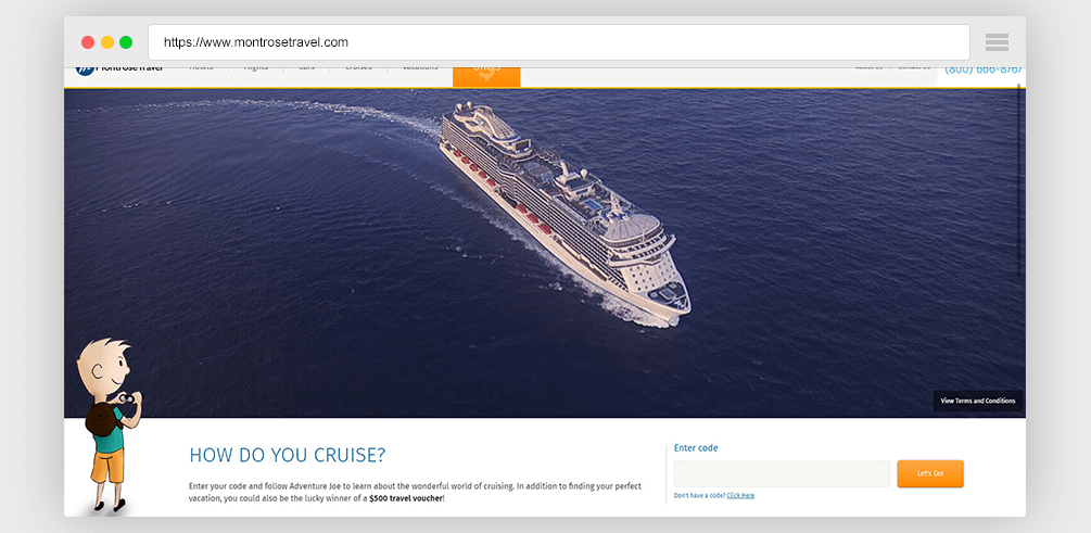Mockup of the landing page for the Ahoy! campaign